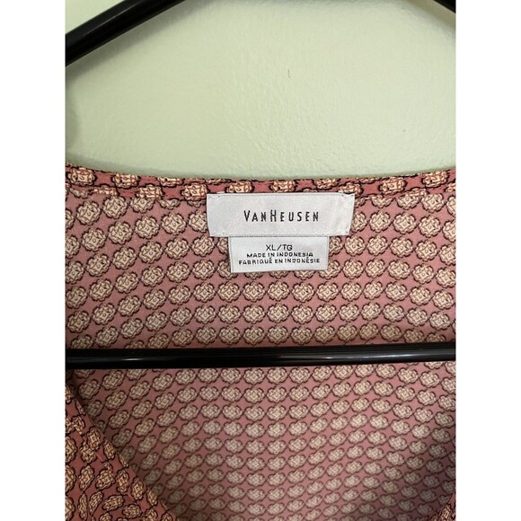 Van Heusen Women's Long Sleeve Top Blouse Pink with Pattern Size XL - Picture 4 of 6